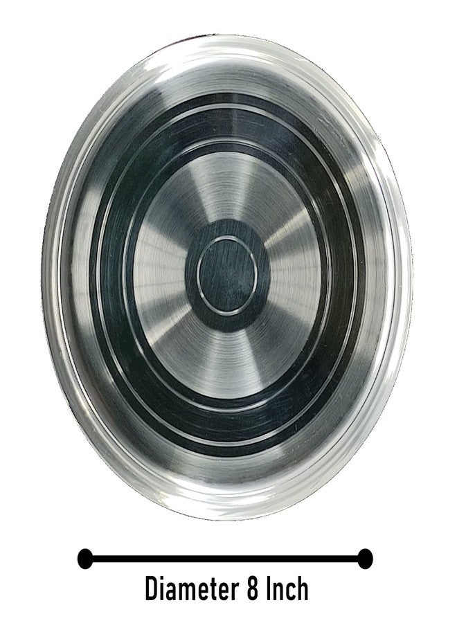 NOBILITY Silver Plated Pooja thali Set 8 Inch for Mandir Temple Festival Ethnic Puja Thali Gift for Diwali Home Office Wedding Return Gift Items (NOBG213, Standard 8 Inch) - Image 2