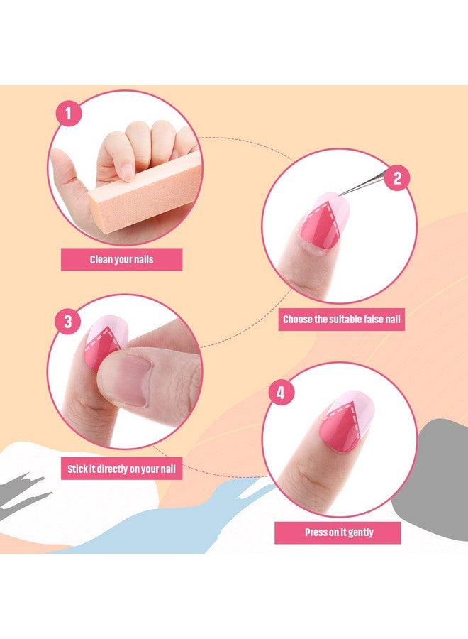 مايتيز 240 قطعة من الأظافر الصناعية للأطفال اضغط على أظافر اصطناعية قصيرة لطيفة بالغراء مسبقًا بغطاء كامل من الأكريليك لتزيين أظافر الأطفال والفتيات الصغيرات 10 صناديق (زهرة وردية) - Image 3