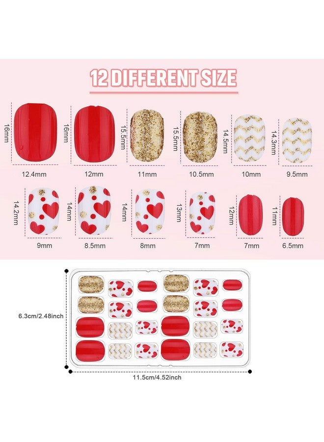 مايتيز 240 قطعة من الأظافر الصناعية للأطفال اضغط على أظافر اصطناعية قصيرة لطيفة بالغراء مسبقًا بغطاء كامل من الأكريليك لتزيين أظافر الأطفال والفتيات الصغيرات 10 صناديق (زهرة وردية) - Image 2