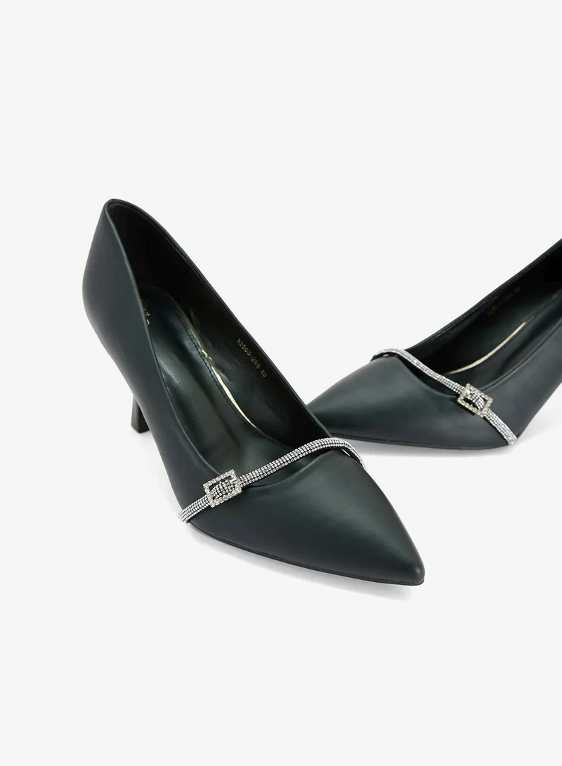 Ella Black Diamante Heeled Pump for Women | Best Price UAE