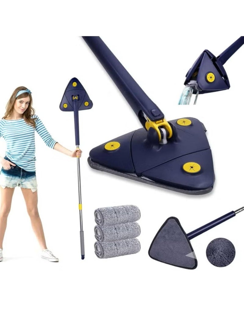 دينكس ممسحة تنظيف ثلاثية تدور بزاوية 360 درجة مع مجموعة دلو بتصميم مسطح منفصل ذاتيًا مع وسادتين من الألياف الدقيقة ومقبض قابل للتمديد مثالية لتنظيف جميع أنواع الأرضيات - Image 2