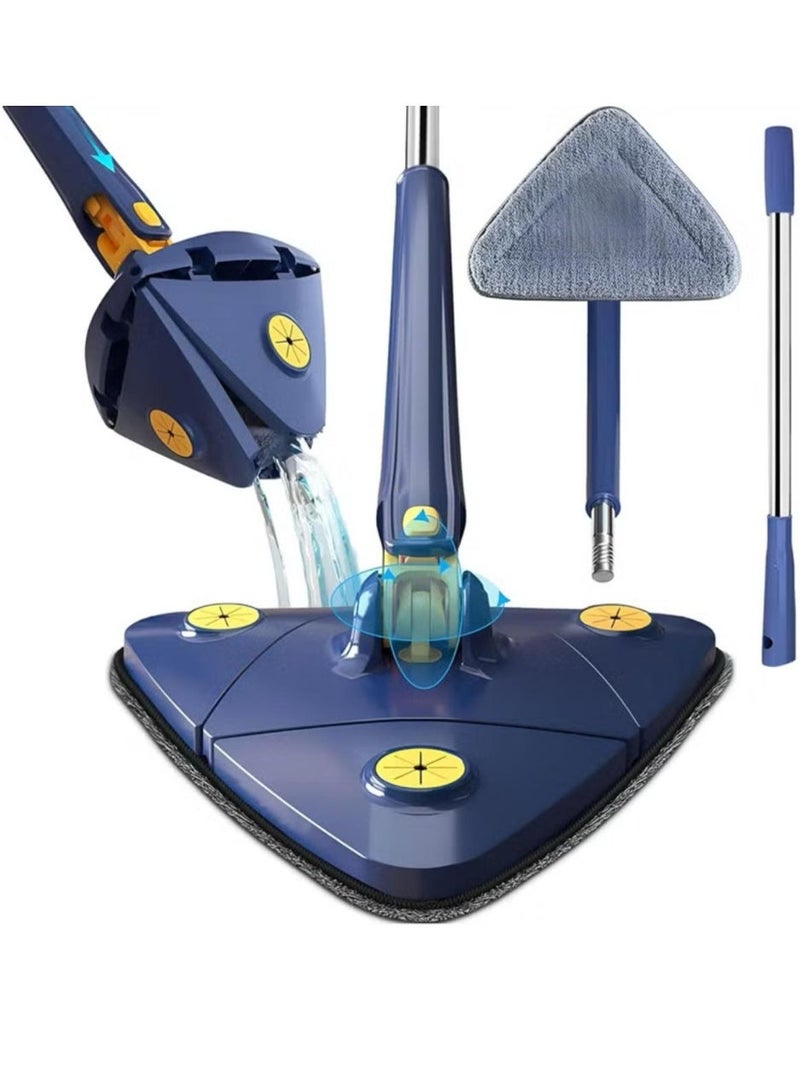 دينكس ممسحة تنظيف ثلاثية تدور بزاوية 360 درجة مع مجموعة دلو بتصميم مسطح منفصل ذاتيًا مع وسادتين من الألياف الدقيقة ومقبض قابل للتمديد مثالية لتنظيف جميع أنواع الأرضيات - Image 1