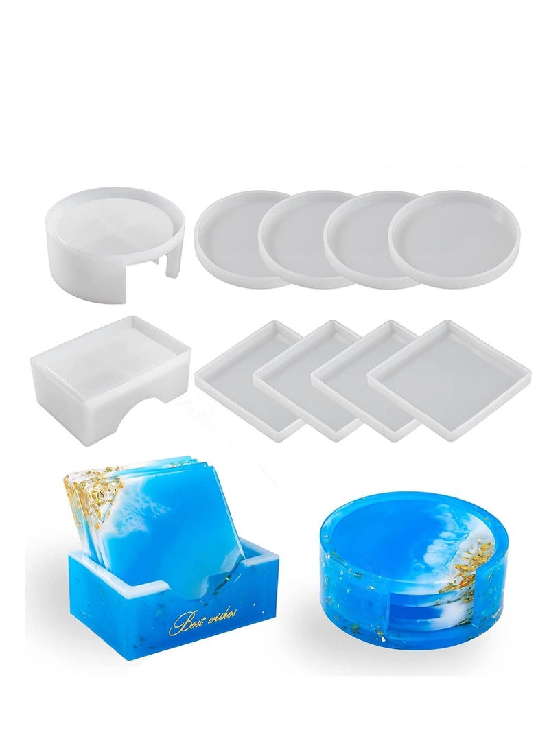 Y&D 10 Pieces Coaster Resin Molds Set, Silicone for Casting Epoxy Kit  - Image 1