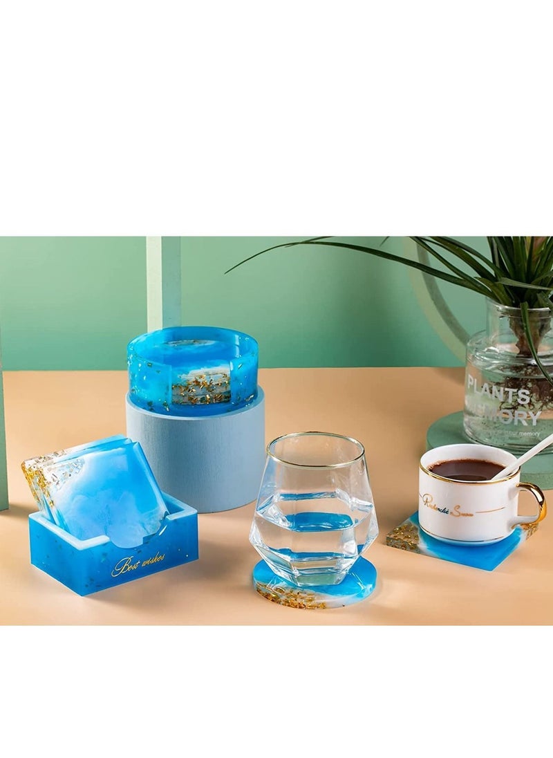 Y&D - 10 Pieces Coaster Resin Molds Set, Silicone for Casting Epoxy Kit - Image 1