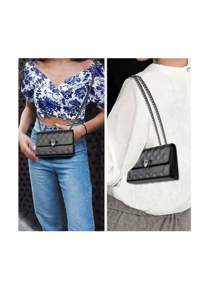 Arabest Small Purses and Handbags for Women, Quilted Shoulder Bags Faux Leather Crossbody Bags for Women with Metal Strap  - Image 5
