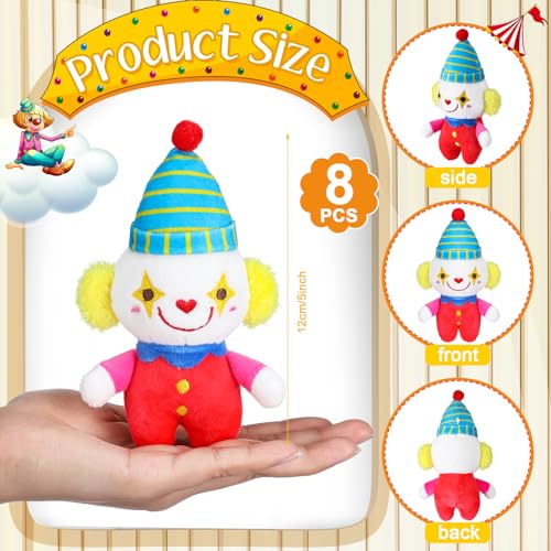 Zomiboo 8 Pcs Clown Plush Bulk Cute Clown Dolls for Students Easter Birthday Party Favors Stuffed Animals 5 Inch - Image 5