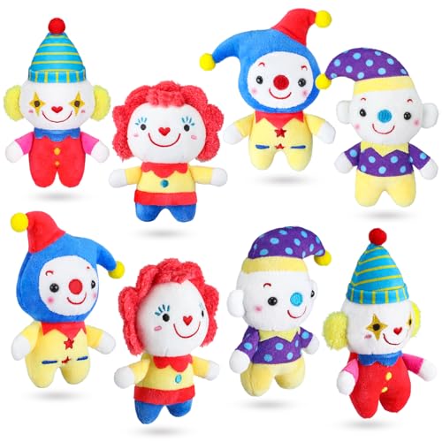 Zomiboo 8 Pcs Clown Plush Bulk Cute Clown Dolls for Students Easter Birthday Party Favors Stuffed Animals 5 Inch - Image 1
