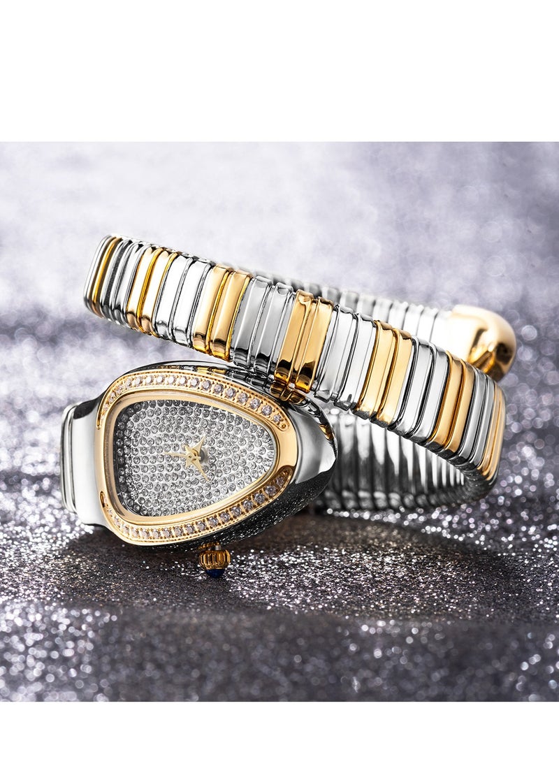 Fashion Snake Watch For Women Gold Diamond Stainelss Steel Ladies Quartz Wristwatch Luxury Exquisite Waterproof Watches  - Image 5