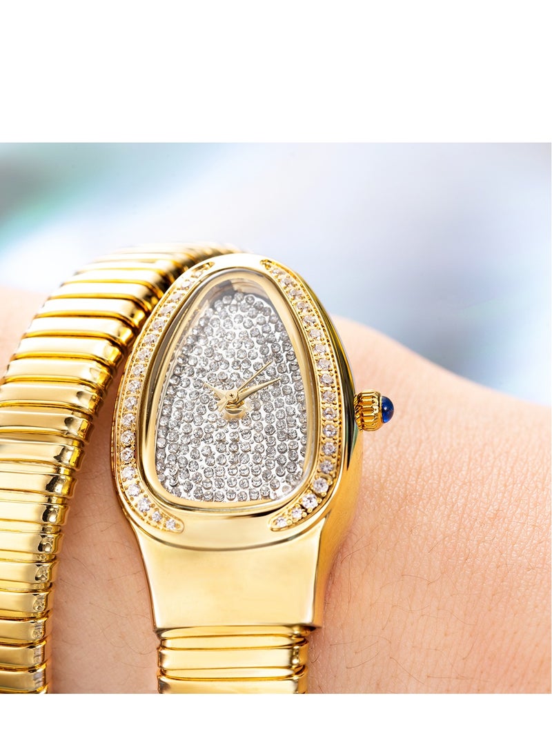 Fashion Snake Watch For Women Gold Diamond Stainelss Steel Ladies Quartz Wristwatch Luxury Exquisite Waterproof Watches  - Image 2