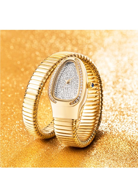 Fashion Snake Watch For Women Gold Diamond Stainelss Steel Ladies Quartz Wristwatch Luxury Exquisite Waterproof Watches