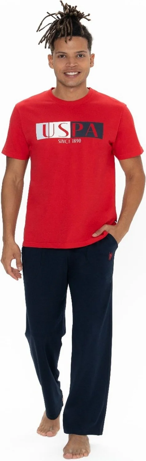 U.S. Polo Assn. 18899 Men's Short Sleeve Crew Neck Pajama Set-Red