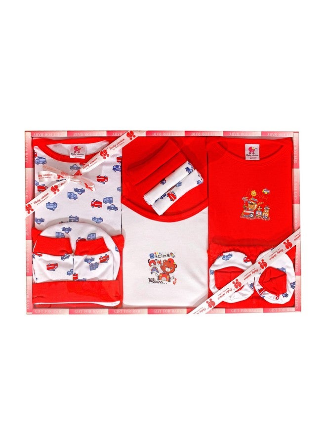 Baby Station New Born Baby Gift Set Cotton Material For Baby Boy And Girls Ideal Baby Shower Gift 13 Pcs (Red) - Image 1