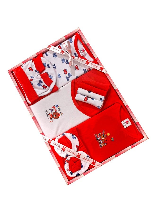 Baby Station New Born Baby Gift Set Cotton Material For Baby Boy And Girls Ideal Baby Shower Gift 13 Pcs (Red) - Image 3