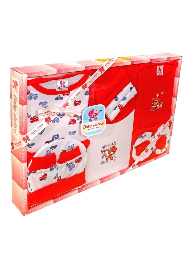 Baby Station New Born Baby Gift Set Cotton Material For Baby Boy And Girls Ideal Baby Shower Gift 13 Pcs (Red) - Image 2