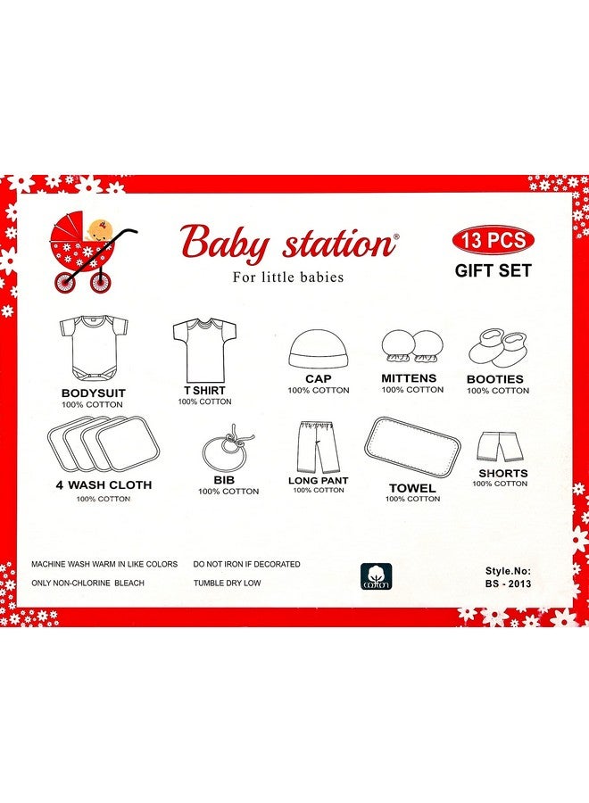 Baby Station New Born Baby Gift Set Cotton Material For Baby Boy And Girls Ideal Baby Shower Gift 13 Pcs (Red) - Image 5