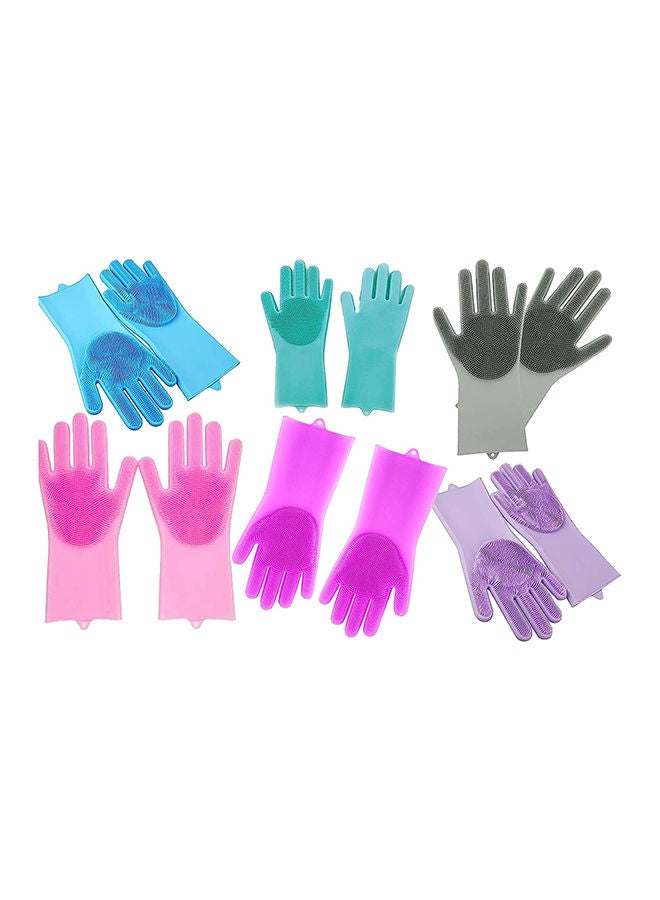 Magic Reusable Silicone Gloves With Wash Scrubber Dishwashing Gloves Heat Resistant Kitchen Tool For Cleaning Household Car Washing Pet Hair Care Gloves 1 Pair (Rose Red) 