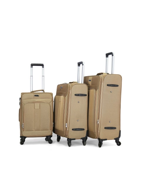 Giordano Trolley Bags 3 PCS Set Softside Spinners,Beige
