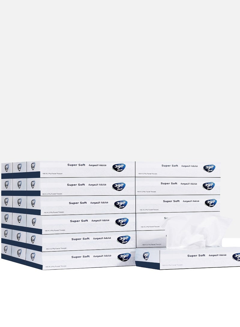 Joud Facial Tissue 100 Sheets 2 Ply Pack of 36 Pack  White - Image 2