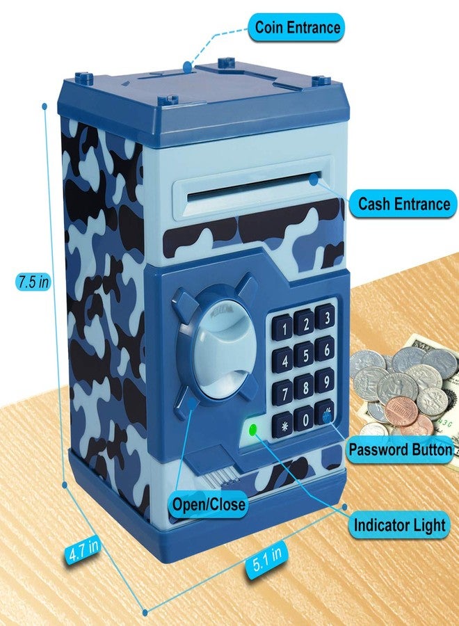 TOPBRY Kids Electronic Piggy Bank - Mini ATM Toy for 3-14 Year Old Boys and Girls (Camouflage Blue) - Image 4