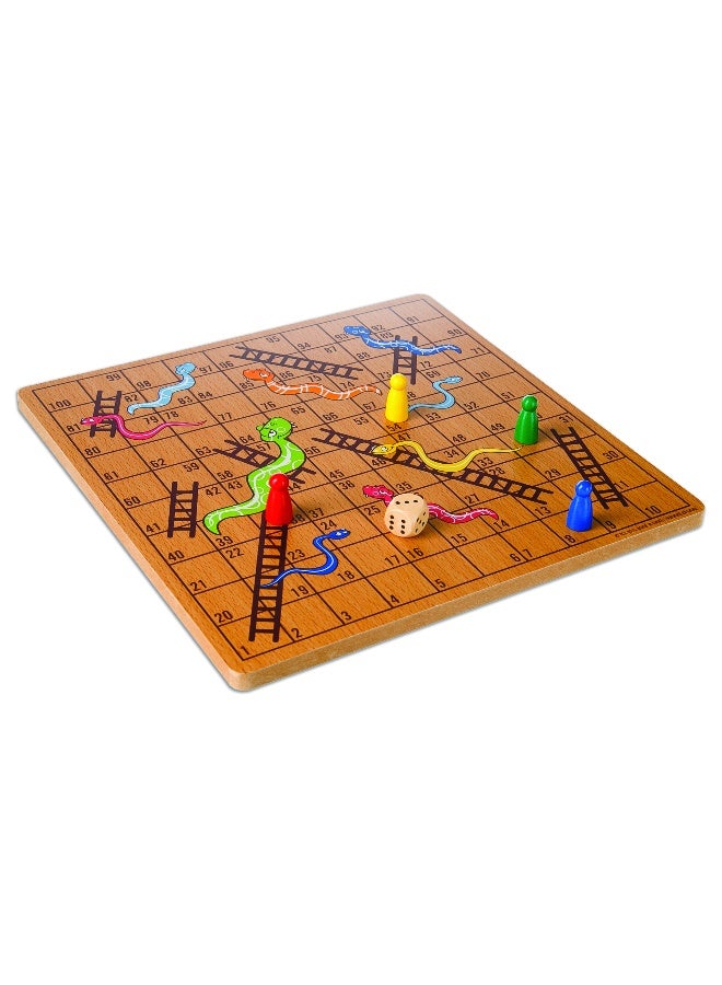 tcg Classic Games Premium Wooden Snakes & Ladders Board Game - Image 2
