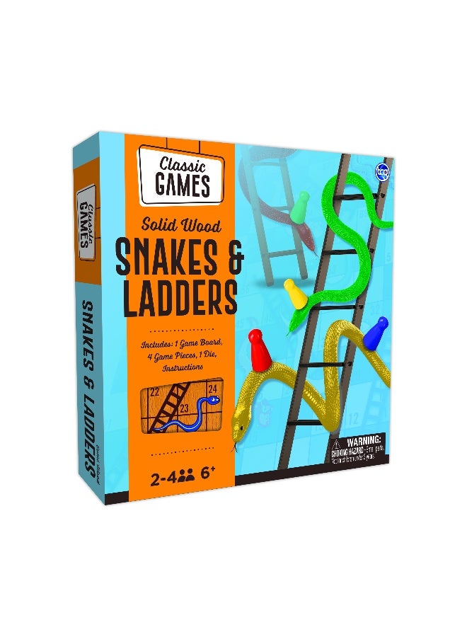 tcg Classic Games Premium Wooden Snakes & Ladders Board Game - Image 1
