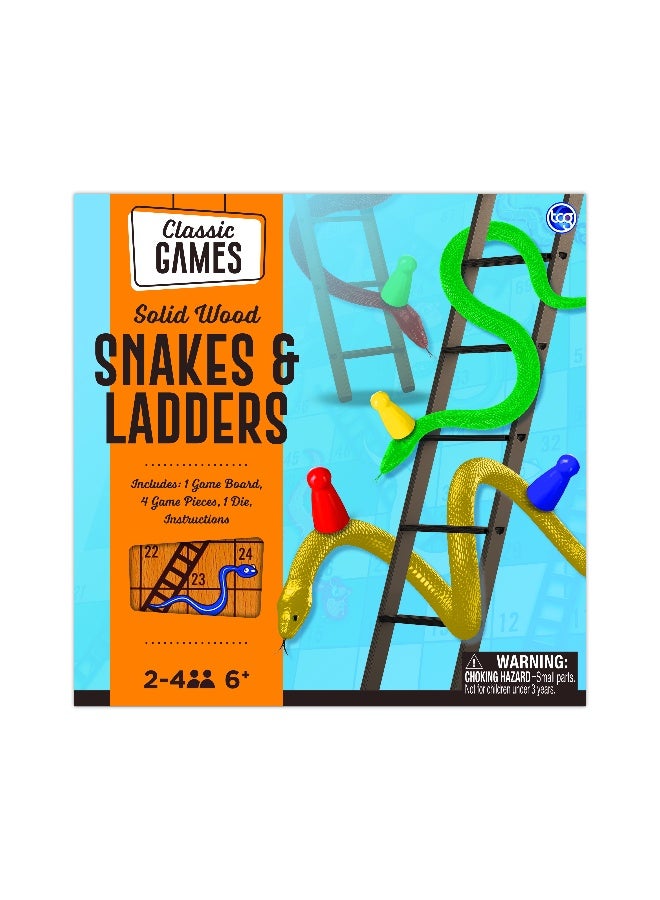 tcg Classic Games Premium Wooden Snakes & Ladders Board Game - Image 3