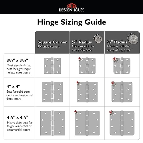 Design House Door Hinges for Interior Doors 3-Pack 4-inch x 4-inch, Design House Square Corner Steel Door Hinge Door Hardware, Satin Nickel, 181651 - Image 5