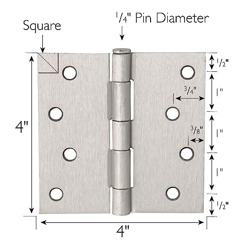 Design House Door Hinges for Interior Doors 3-Pack 4-inch x 4-inch, Design House Square Corner Steel Door Hinge Door Hardware, Satin Nickel, 181651 - Image 2