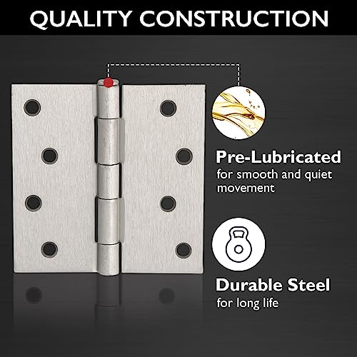 Design House Door Hinges for Interior Doors 3-Pack 4-inch x 4-inch, Design House Square Corner Steel Door Hinge Door Hardware, Satin Nickel, 181651 - Image 4