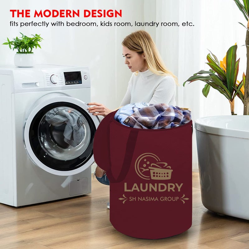SH.NASIMA MANUFACTURER SH Nasima Non Woven Foldable 45 Ltrs Laundry BagStorage BasketBin with Lid and Handle for Washing Clothes Baby Toys Box Dirty DressPack 1 Maroon - Image 3