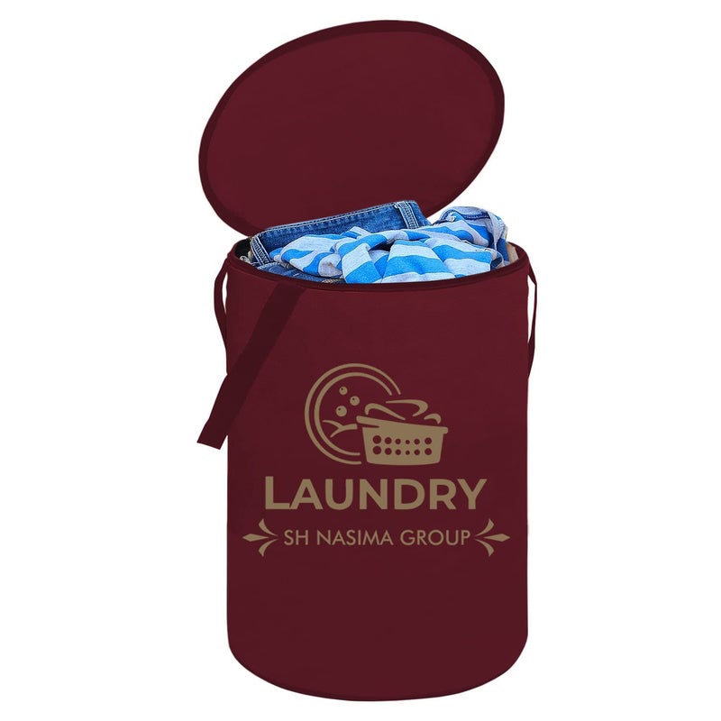 SH.NASIMA MANUFACTURER SH Nasima Non Woven Foldable 45 Ltrs Laundry BagStorage BasketBin with Lid and Handle for Washing Clothes Baby Toys Box Dirty DressPack 1 Maroon - Image 1