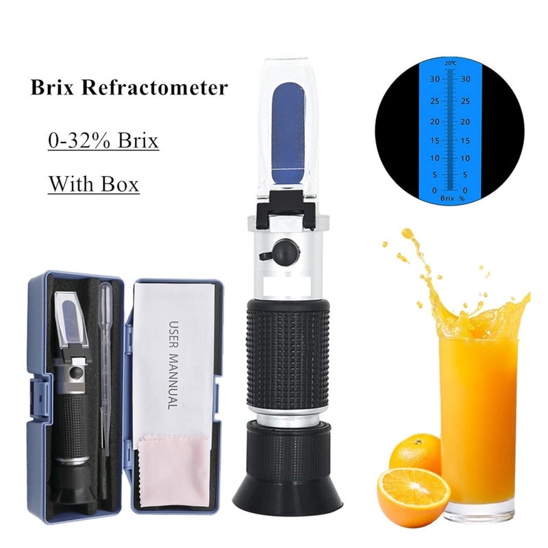 Refractometer, Handheld Refractometer Digital Sugar Concentration Meter Densimeter 0-32% Saccharimeter Sugar Tester Fruits Grapes(with Box) - Image 2