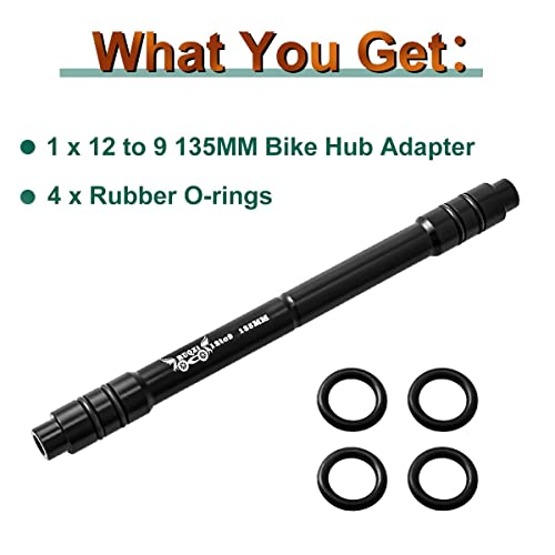 MUQZI Bicycle QR Adapter 12 to 9mm Front Wheel Hub Adapter 135mm Thru Axle Hub Quick Release for Mountain Road Bike, Black - Image 3