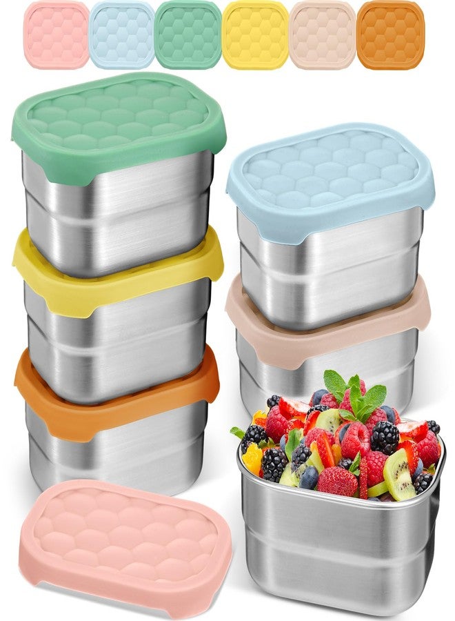 Layhit 6 Pcs 8oz Multicolor Stainless Steel Snack Containers Reusable Food Containers with Silicone Lids Metal Lunch Box for Daycare and Storage Supplies(Vivid Color) - Image 1