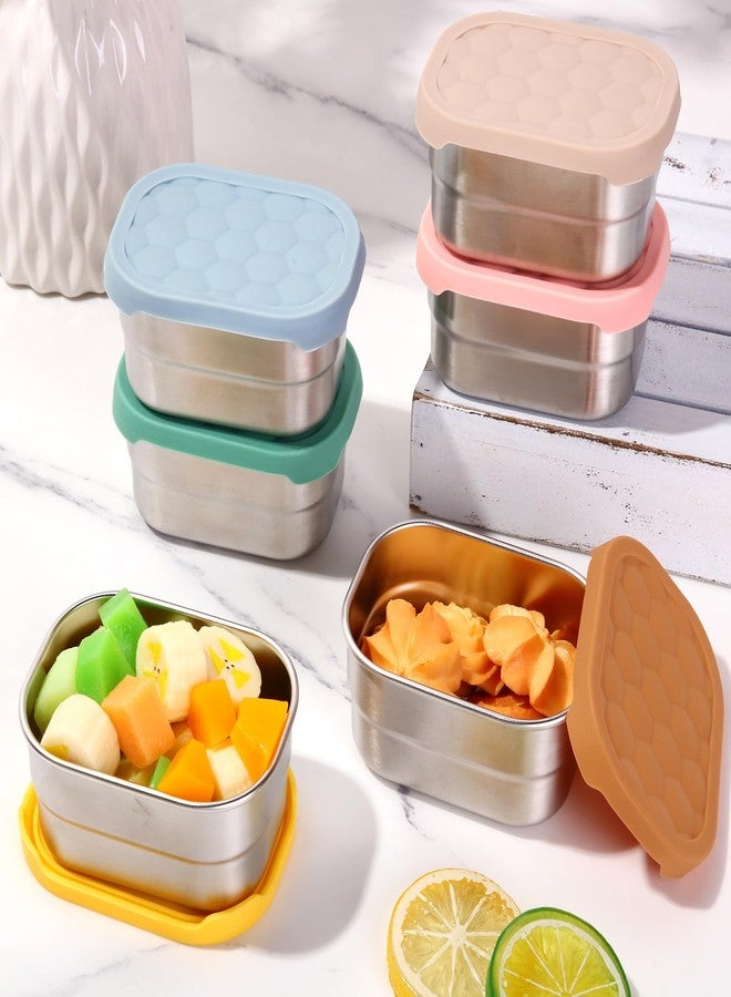 Layhit 6 Pcs 8oz Multicolor Stainless Steel Snack Containers Reusable Food Containers with Silicone Lids Metal Lunch Box for Daycare and Storage Supplies(Vivid Color) - Image 4