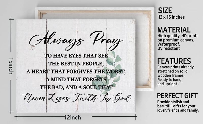 WKYAER Always Pray to Have Eyes, Faith in God Canvas Wall Art, Prints Poster for Home Decor, Scripture Prayer Wall Decor, Christian Gift Size 12x16 - Image 3