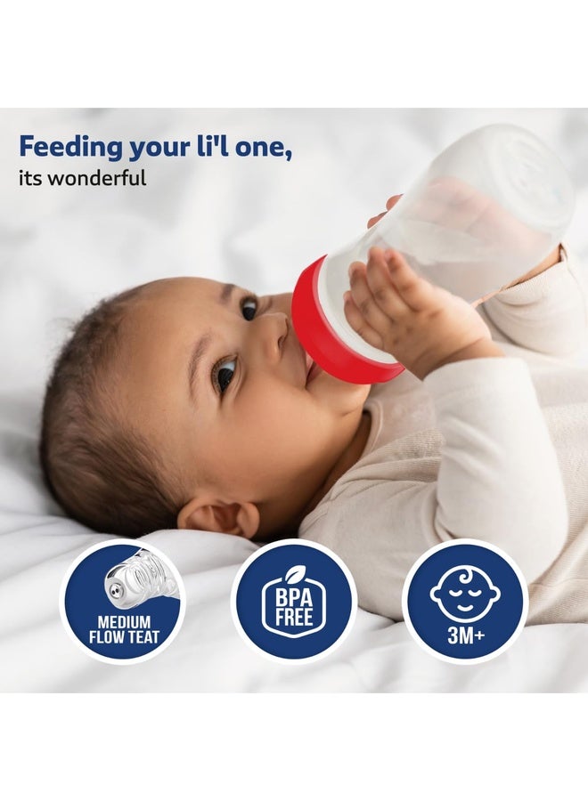 Luvlap Anti-Colic Slim/Regular Neck Essential Baby Plastic Feeding Bottle, 125Ml (Pack of 2), New Born/Infants/Toddler Upto 3 Years, BPA Free - Image 2