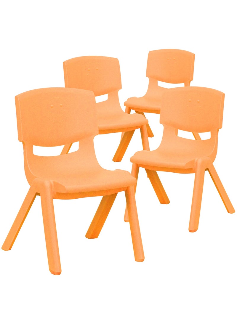 Funz 4 Pieces Funz Stackable Plastic Kids Learning Chairs, 40 X 32 X 51cm, The Perfect Chair for Playrooms, Schools, Daycares and Home, Orange - Image 1