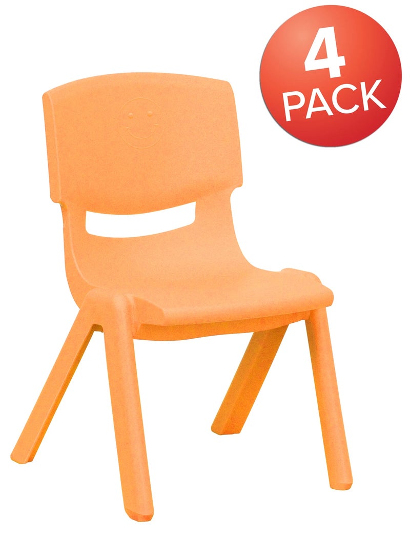 Funz 4 Pieces Funz Stackable Plastic Kids Learning Chairs, 40 X 32 X 51cm, The Perfect Chair for Playrooms, Schools, Daycares and Home, Orange - Image 2