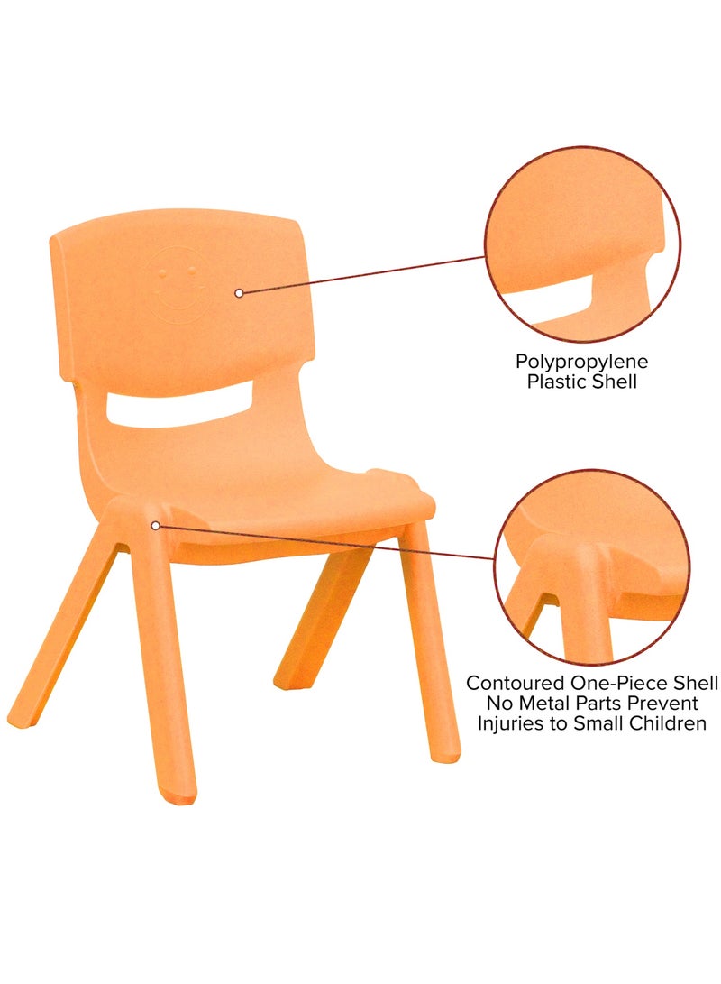 Funz 4 Pieces Funz Stackable Plastic Kids Learning Chairs, 40 X 32 X 51cm, The Perfect Chair for Playrooms, Schools, Daycares and Home, Orange - Image 5