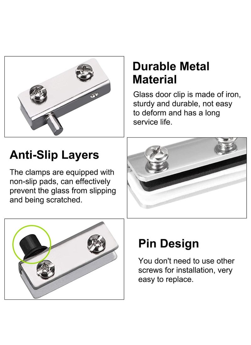 Excefore Glass Door Hinge, 8Pcs Iron Glass Door Pivot Hinge, Glass No Drilling Fit for 3-6mm Free-Swinging Glass Door  - Image 4