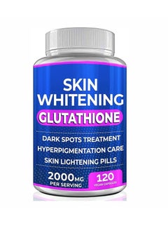Glutathione Whitening Pills - 120 Capsules, 2000mg - Potent Skin Lightening Supplement for Dark Spots, Melasma, Acne Scars, and Hyperpigmentation - Powerful Anti-Aging Antioxidant