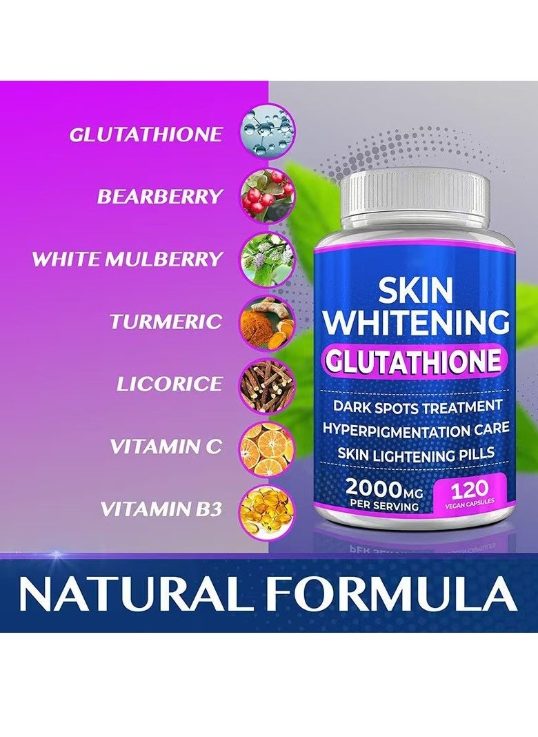 SKIN WHITENING - Glutathione Whitening Pills - 120 Capsules, 2000mg - Potent Skin Lightening Supplement for Dark Spots, Melasma, Acne Scars, and Hyperpigmentation - Powerful Anti-Aging Antioxidant - Image 1