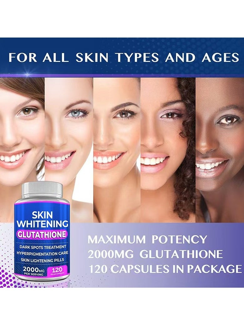 SKIN WHITENING - Glutathione Whitening Pills - 120 Capsules, 2000mg - Potent Skin Lightening Supplement for Dark Spots, Melasma, Acne Scars, and Hyperpigmentation - Powerful Anti-Aging Antioxidant - Image 1