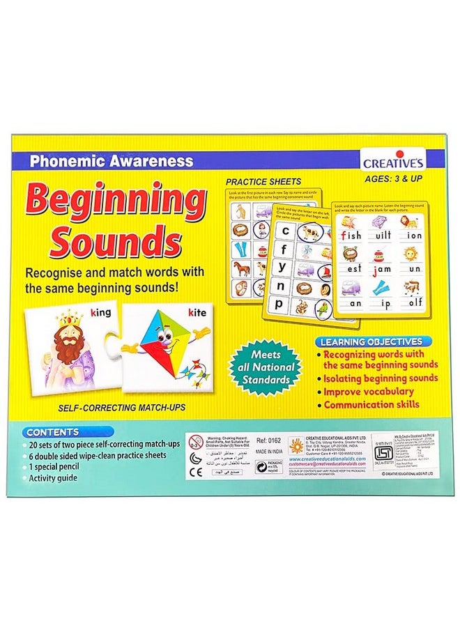 Creative's Creative's Beginning Sounds + Ending Sounds Combo Pack | Phonemic Awareness | Education Match-up Fun Game | Educational Games for Kids 3 & Up | Puzzle Games | Ages- 3 & Up | Educational set | Exotic Set Multicolor for Preschool Kids | Kindergarten Toddler.  - Image 4