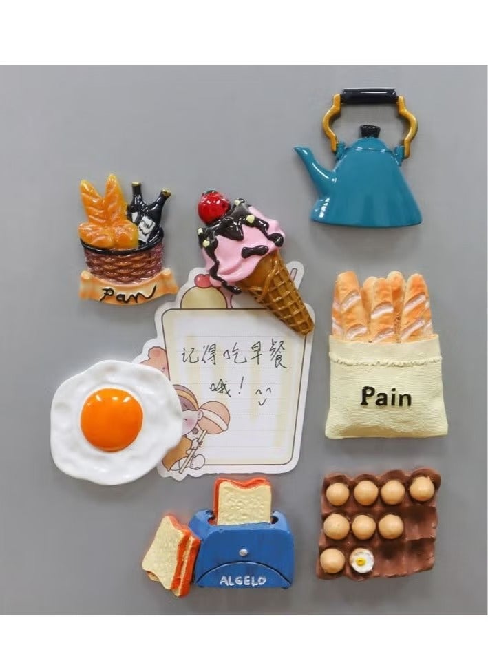 ح واحة مجموعة من 7 قطع مغناطيس ثلاجة، ملصقات ثلاجة ثلاثية الأبعاد من الراتنج لتزيين المنزل والمطبخ - Image 5