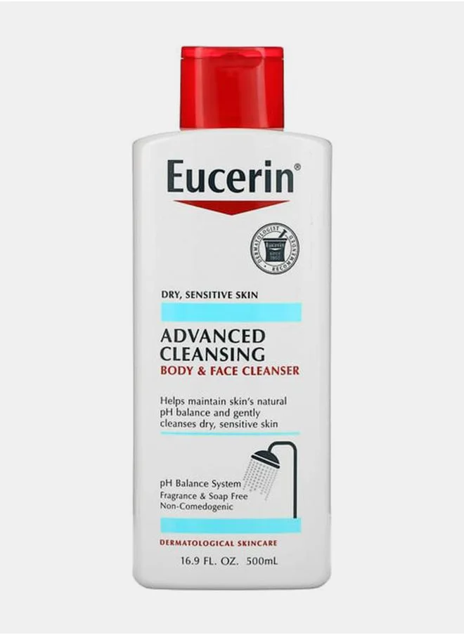 يوسيرين Advanced Cleansing Body & Face Cleanser For Dry, Sensitive Skin, 500ml