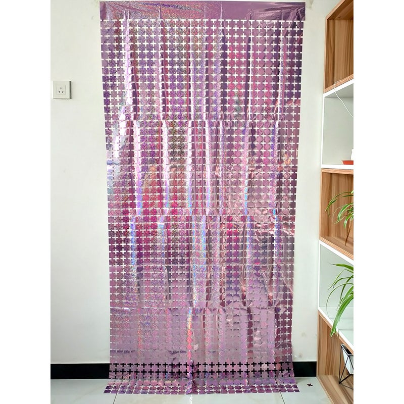Golden Laser Square Curtain Party Decor Pink 1*2m 