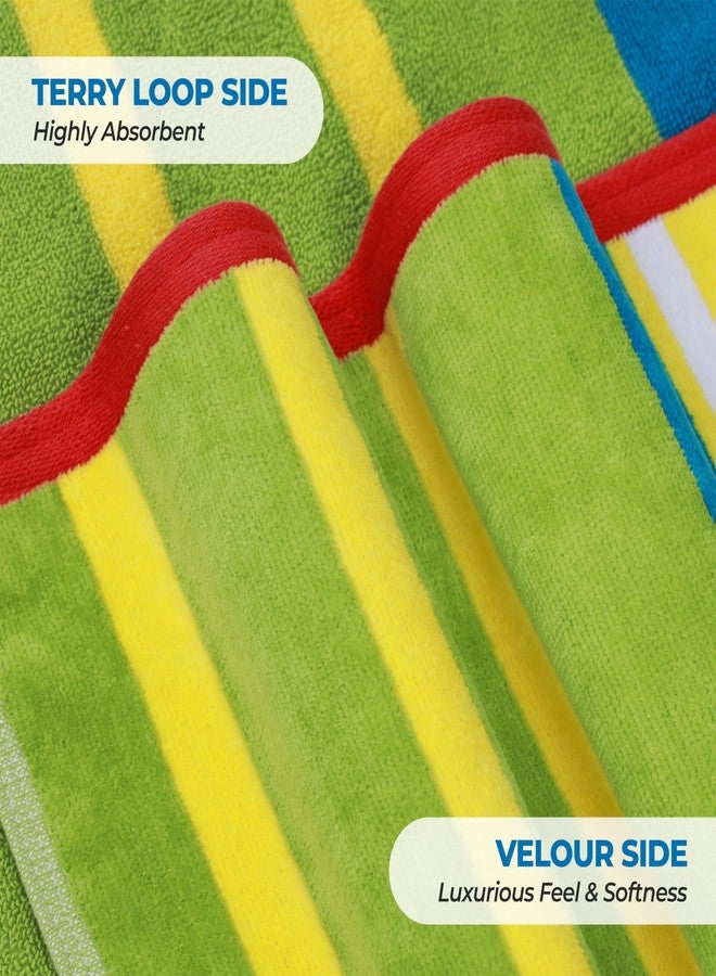 Superior Cotton Beach Towel, Absorbent Oversized Towel for Swimming Pool, Camping, Bathroom, Shower, Large, Quick Drying, Adults, Kids, Colorful, Mira Striped Collection, 68" x 34", Yellow-Green - Image 4
