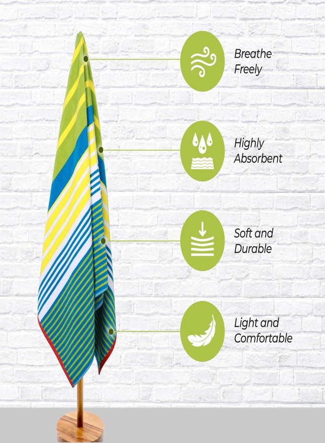 Superior Cotton Beach Towel, Absorbent Oversized Towel for Swimming Pool, Camping, Bathroom, Shower, Large, Quick Drying, Adults, Kids, Colorful, Mira Striped Collection, 68" x 34", Yellow-Green - Image 5